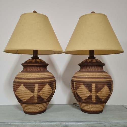 Pair Of Large Plaster Lamp Bases - Casual Of California