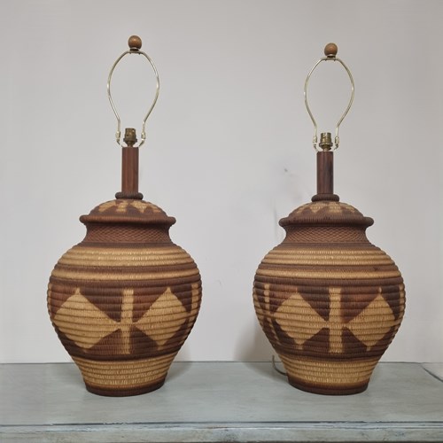 Pair Of Large Plaster Lamp Bases - Casual Of California