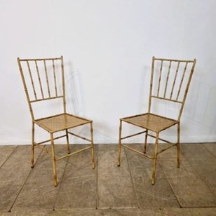 Mid Century Italian Faux Bamboo Iro...