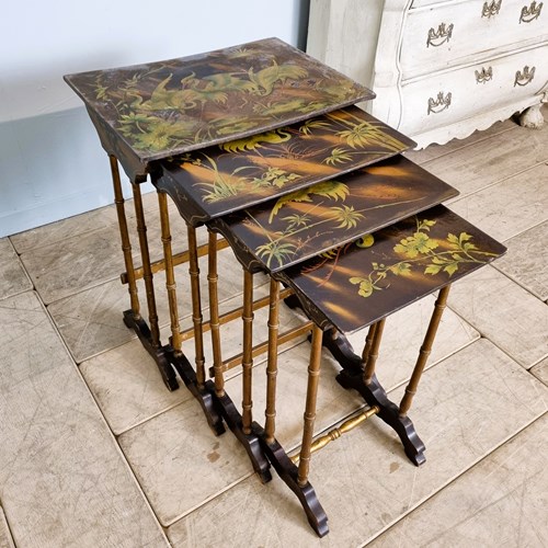 19Th Century French Quartetto Nest Of Painted Tables