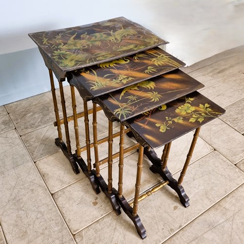 19Th Century French Nest Of Painted Tables