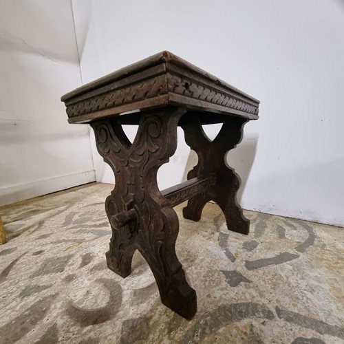 Victorian Oak Gothic Revival Stool