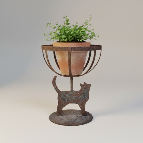 Vintage Weathered Wrought Iron Garden Plant Stand