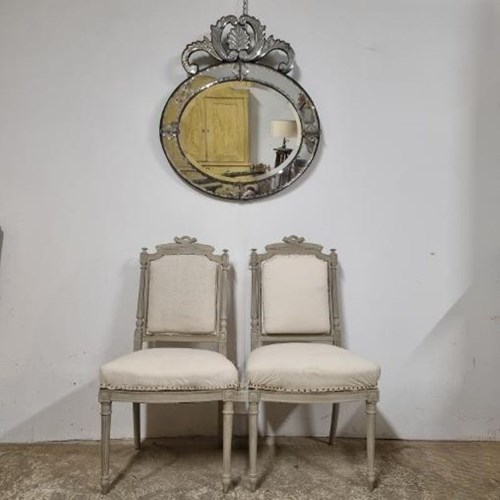 Pair Of French Carved Painted Chairs