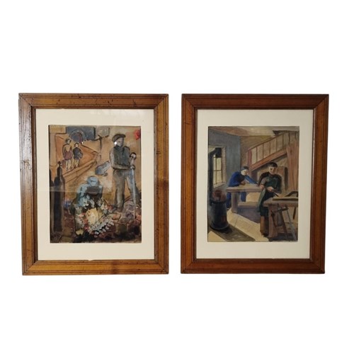 Pair Of Mid-Century Expressionist Oil Paintings