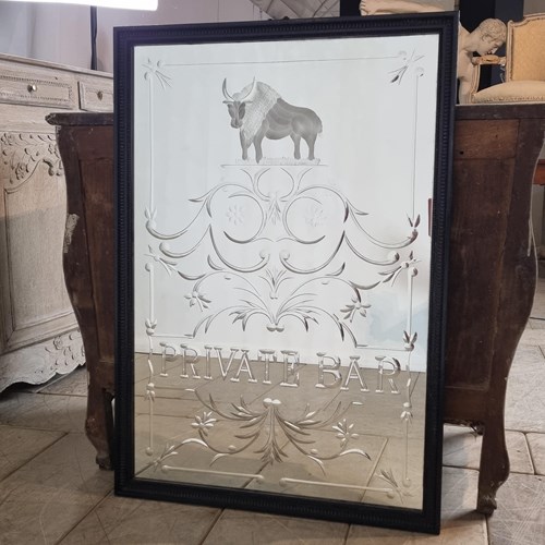 Victorian 'Private Bar' Reverse Etched Framed Pub Mirror