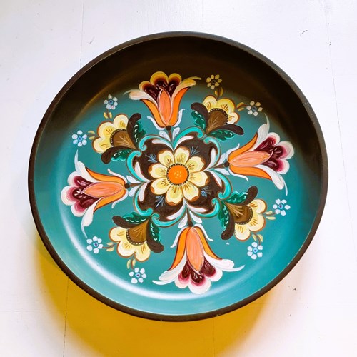 Vintage Norwegian Wooden Rosemaling Platter