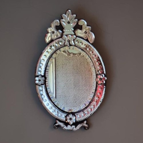 Petite 19Th Century Venetian Oval Mirror