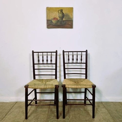 Pair Of English Arts And Crafts Sussex Chairs