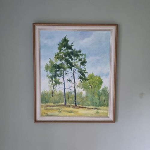 Mid-Century Impressionist Oil Painting On Canvas