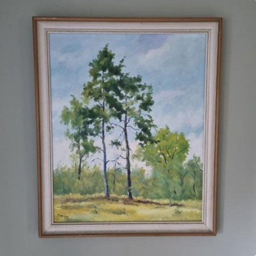 Mid-Century Impressionist Oil Painting On Canvas