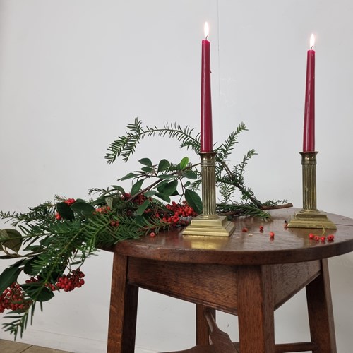 Charming Victorian Corinthian Column Brass Candle Holders