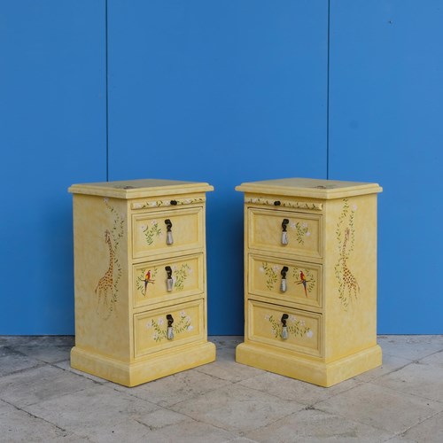 Pair Of Hand-Painted Safari Chests Of Drawers