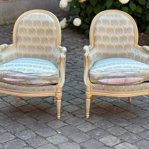 Pair French Bergere Arm Chairs
