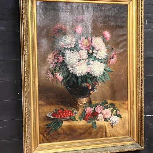 Beautiful Large 19th Century Oil Painting 