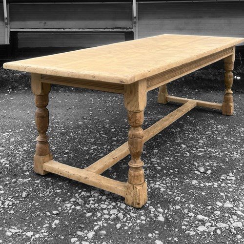 Bleached Oak Farmhouse Dining Table (Good Depth)