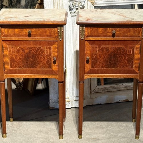 Lovely Pair French Bedside Cabinets