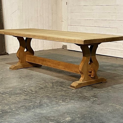 Larger French Bleached Oak Farmhouse Dining Table 