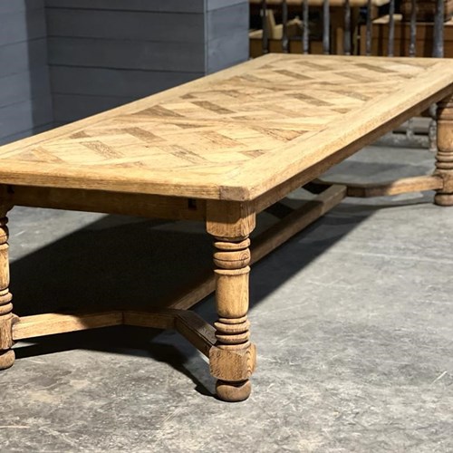 Incredible Huge Parquetry Farmhouse Dining Table 