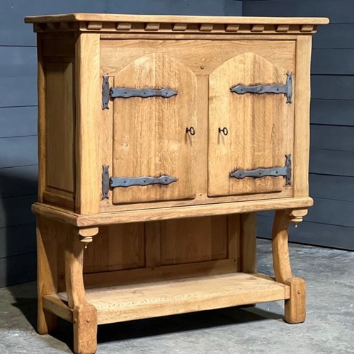 French Gothic Bleached Oak Cupboard 