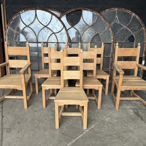 Set 8 (6X2) Oak Country Farmhouse Dining Chairs