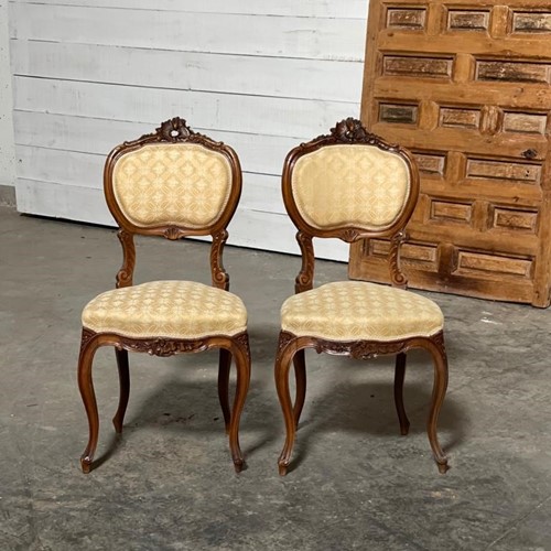Pretty Pair French Walnut Salon Chairs