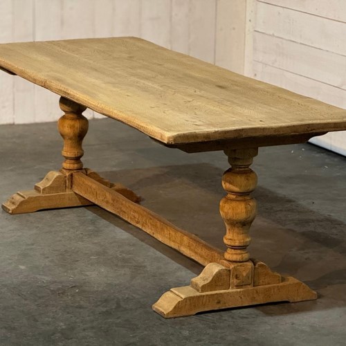 French Bleached Oak Farmhouse Dining Table 