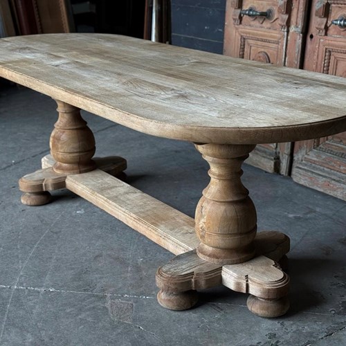 French Monastery Bleached Oak Dining Table 