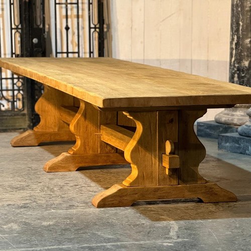 Huge 4 Meter Bleached Oak Farmhouse Dining Table 