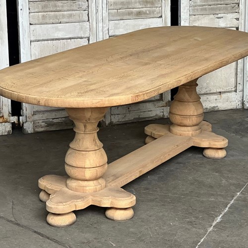 French Bleached Oak Monastery Dining Table 