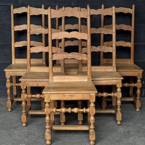 Set 6 Oak Farmhouse Dining Chairs