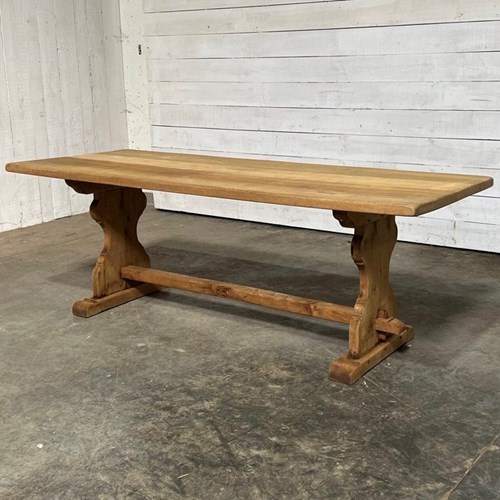 French Bleached Oak Farmhouse Dining Table 
