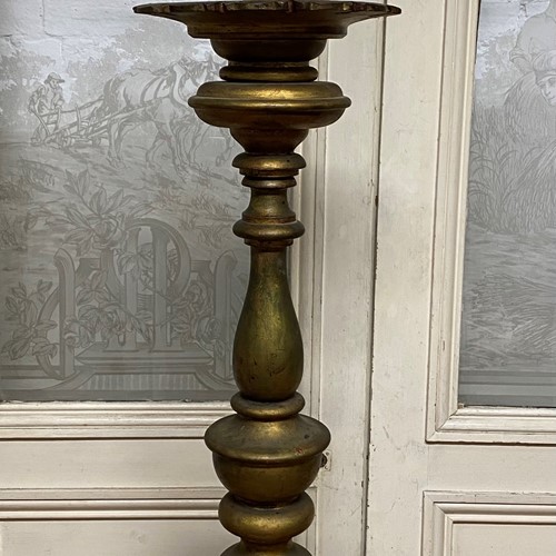 Large French Gilt Church Candlestick 