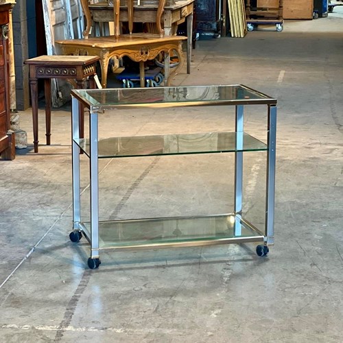 Quality French Mid Century Chrome Cocktail Trolley 