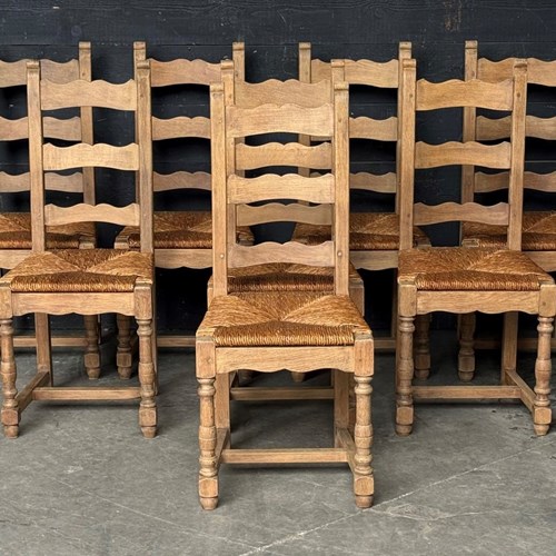 Set 8 Oak Farmhouse Dining Chairs