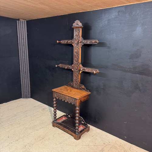 Carved Oak Hall Stand 