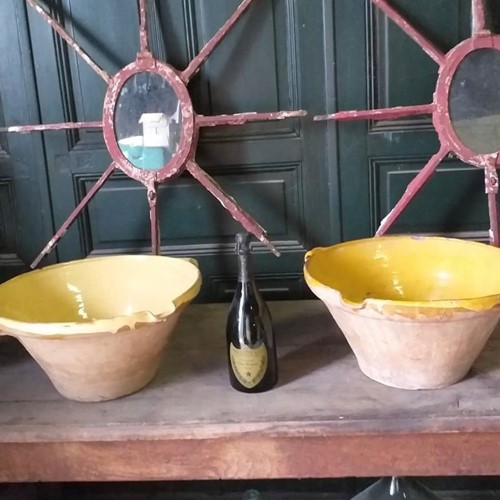 2 Large French Terracotta Bowls 