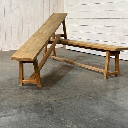 Pair French Oak Dining Benches