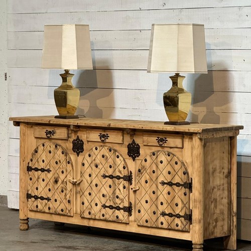 French Bleached Oak Gothic Sideboard 