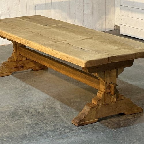 Stunning Large French Bleached Oak Farmhouse Dining Table 
