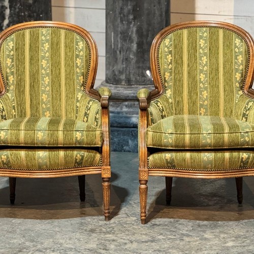 Pair French Bergere Arm Chairs