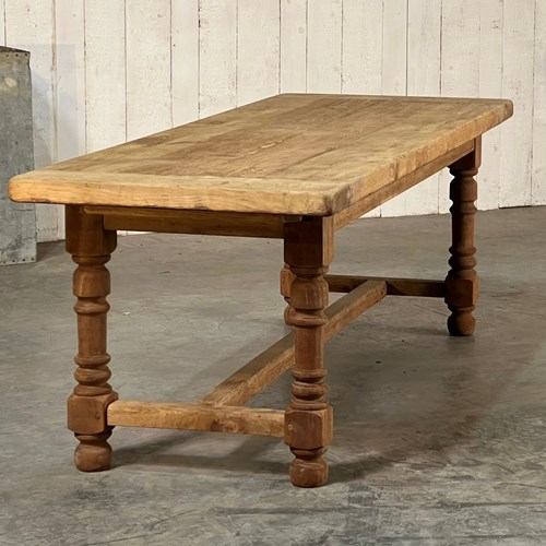 French Oak Farmhouse Kitchen Dining Table With Drawer 