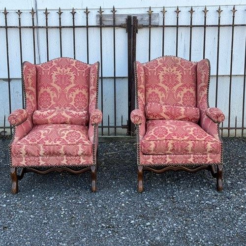 Comfort Pair French Wing Arm Chairs