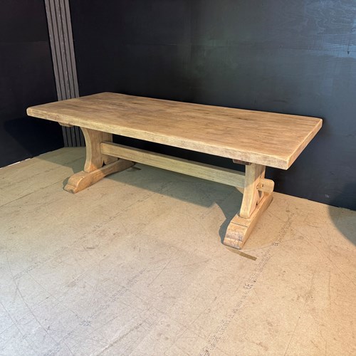 Deep French Bleached Oak Farmhouse Dining Table 