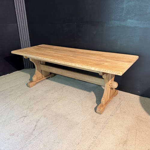Bleached Oak Farmhouse Dining Table 