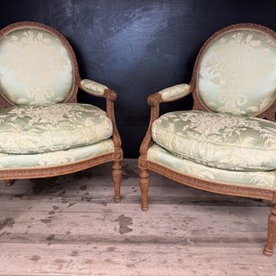 Pair Generous French Bergere Arm Ch...