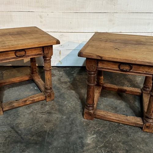 Pair Bleached Oak End Tables