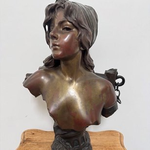 E Villanis 19Th Century Large Bronz...