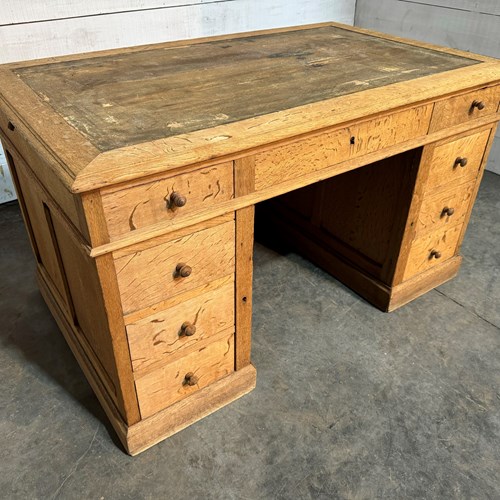 French Bleached Oak Pedestal Desk 