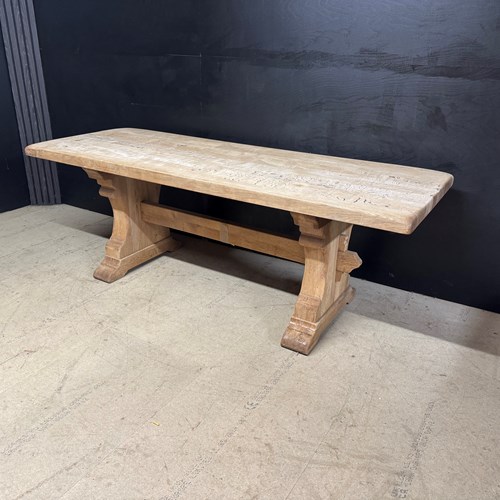 Bleached Oak Farmhouse Dining Table 